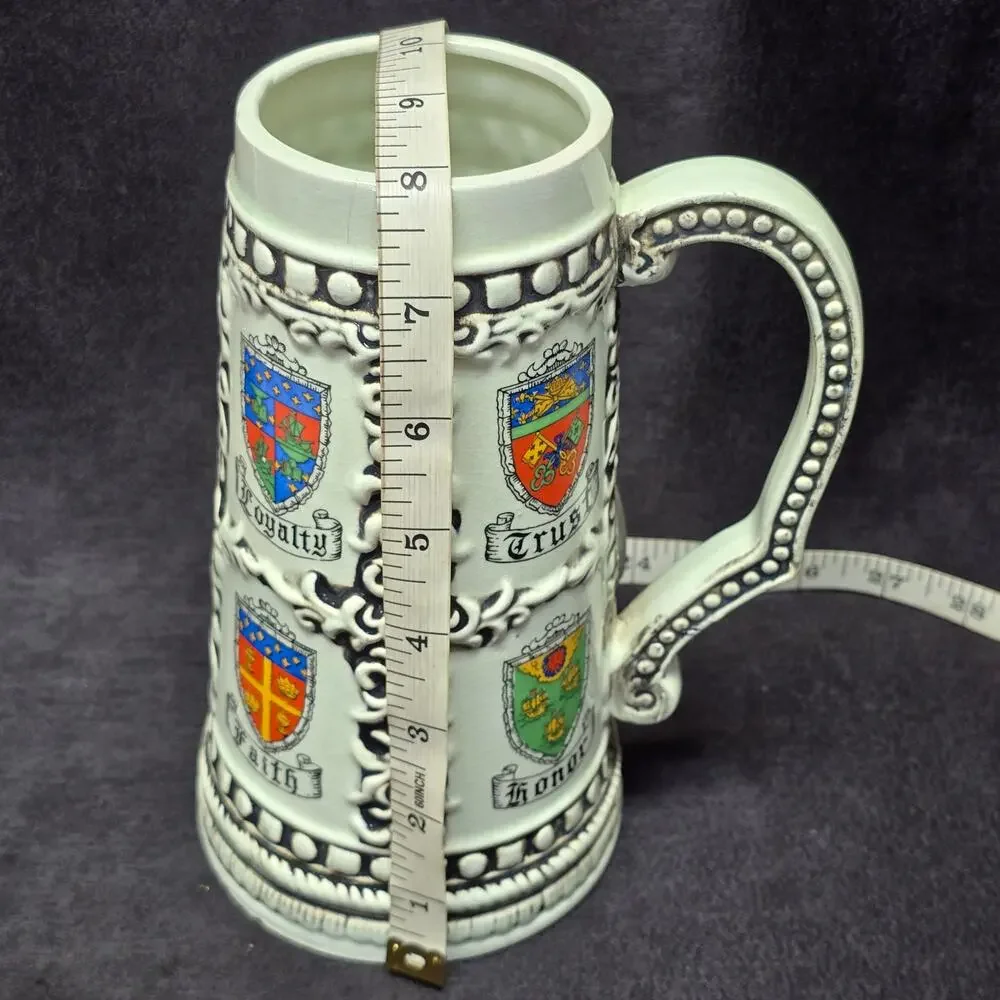 Vintage Colorful Crests Loyalty Trust Faith & Honor Ceramic Beer Stein